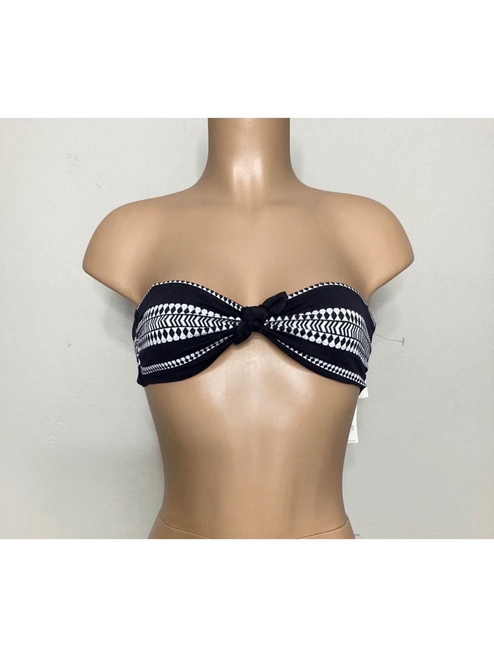 lemlem navy patterned bandeau bikini top